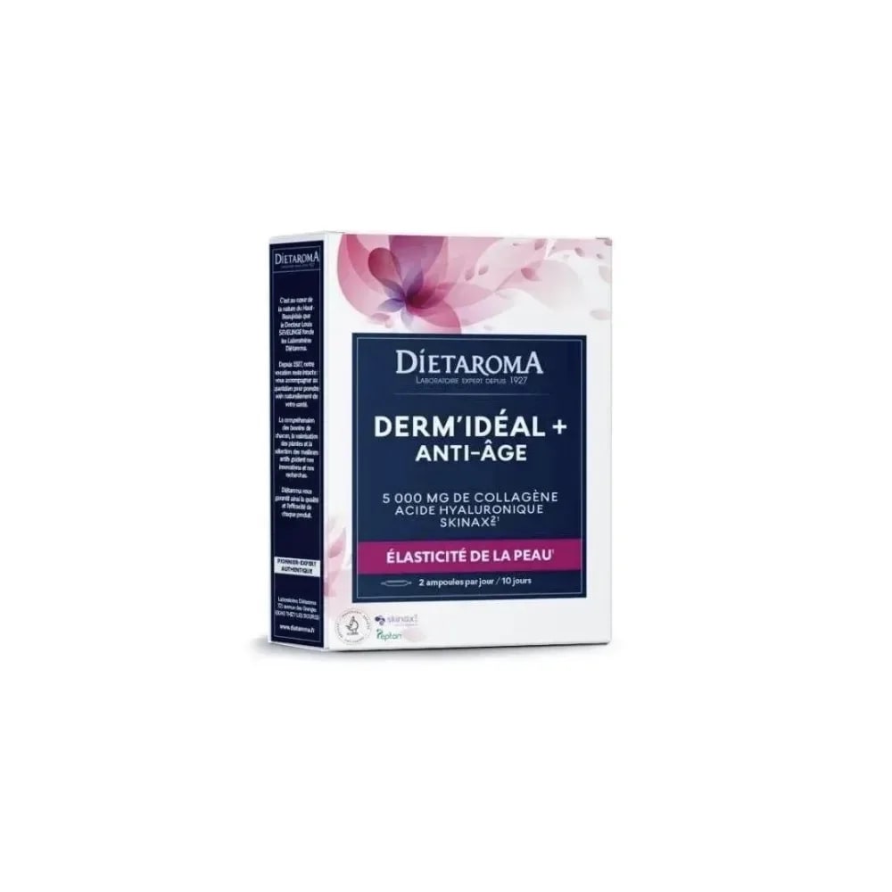 DIETAROMA DermIdéal + anti-âge 5000MG COLLAGÈNE ACIDE HYALURONIQUE SKINAX2 20 ampoules