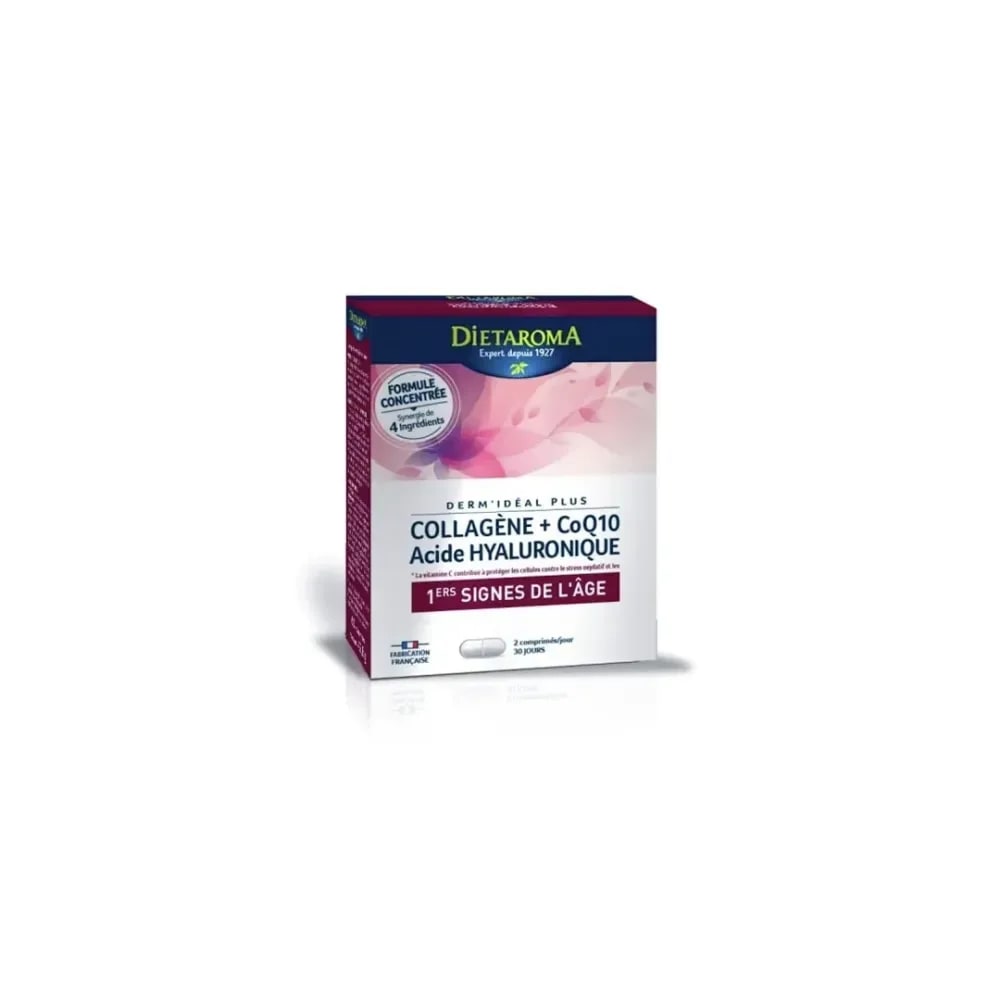 DIETAROMA DermIdéal + anti-âge COLLAGÈNE COQ10 ACIDE HYALURONIQUE 60 comprimés